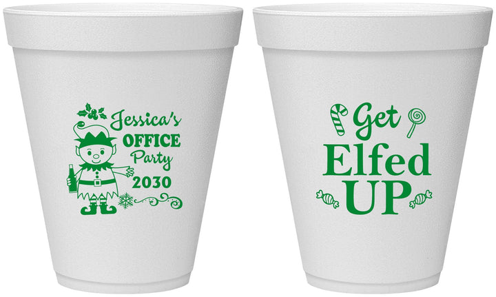 Personalized Christmas 12 oz Foam Cups - Lets Get Elfed Up | 280007