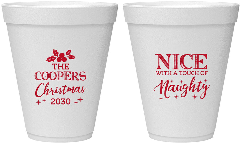 Personalized Christmas 12 oz Foam Cups - Naughty Or Nice | 280008