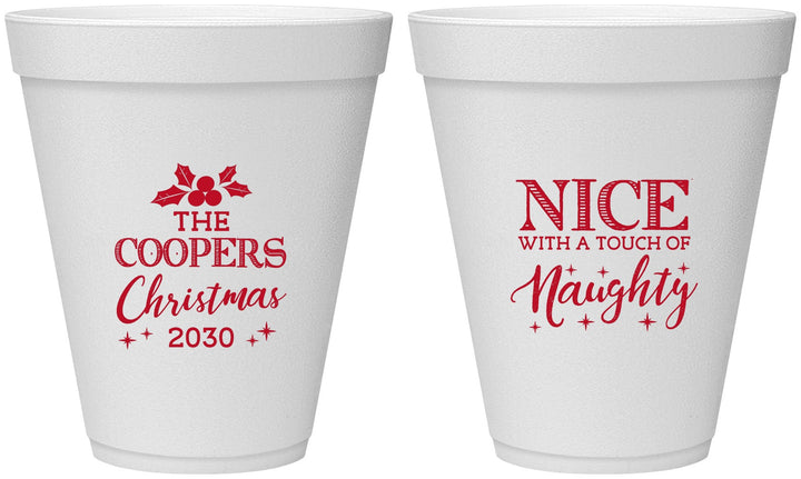 Personalized Christmas 12 oz Foam Cups - Naughty Or Nice | 280008