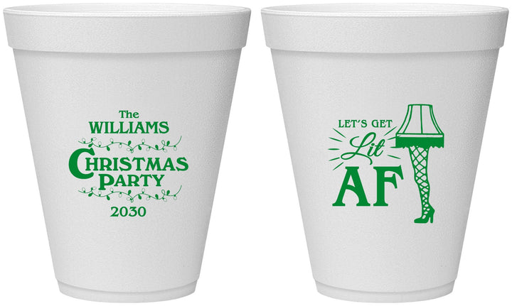 Personalized Christmas 12 oz Foam Cups - Lit Af | 280011