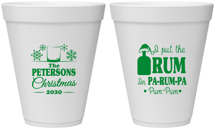 Personalized Christmas 12 oz Foam Cups - Pa Rum Pa | 280013