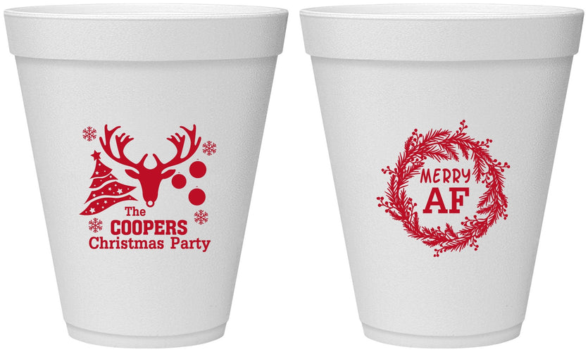 Personalized Christmas 12 oz Foam Cups - Merry Af | 280014
