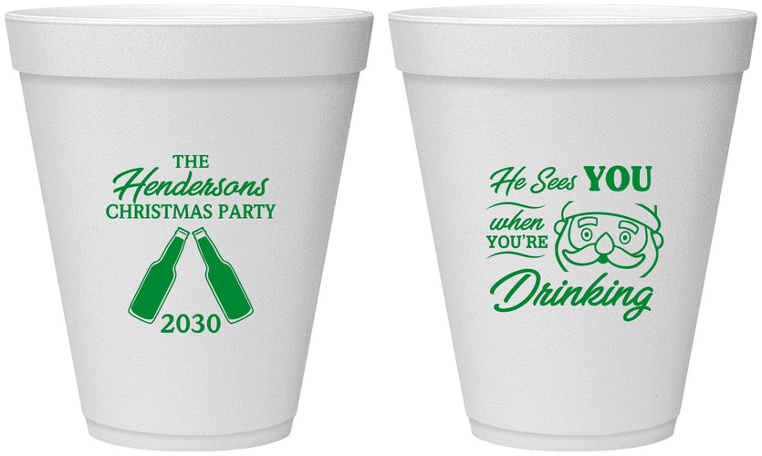 Personalized Christmas 12 oz Foam Cups - Santa | 280015