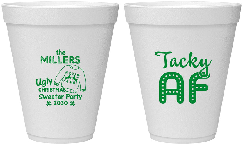 Personalized Christmas 12 oz Foam Cups - Tacky Af | 280017