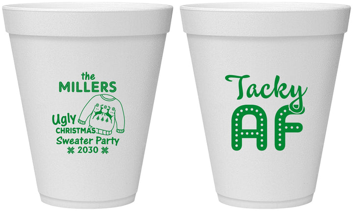 Personalized Christmas 12 oz Foam Cups - Tacky Af | 280017