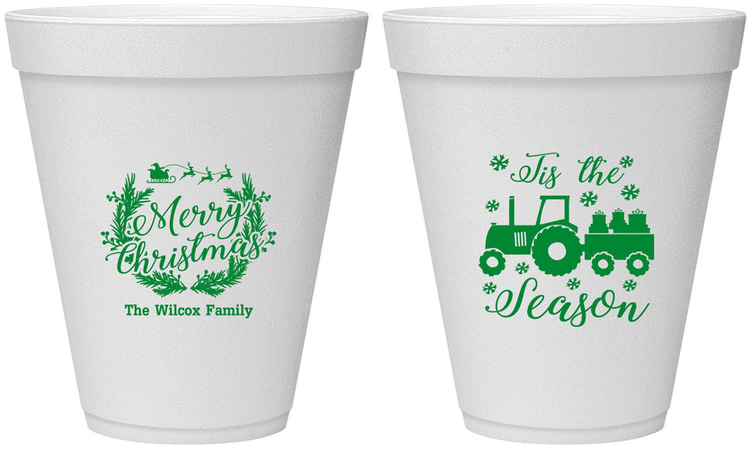 Personalized Christmas 12 oz Foam Cups - Til The Season | 280019
