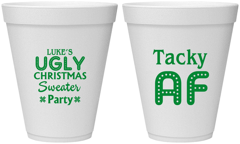 Personalized Christmas 12 oz Foam Cups - Tacky Af | 280021