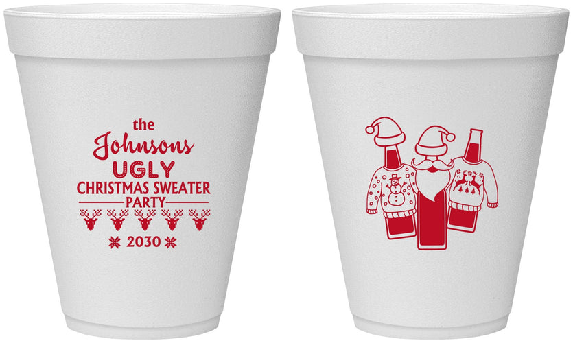 Personalized Christmas 12 oz Foam Cups - Ugly Sweater | 280022