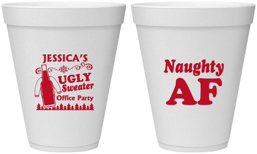 Personalized Christmas 12 oz Foam Cups - Eat Drink Be Ugly | 280024