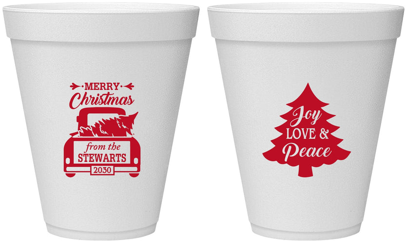 Personalized Christmas 12 oz Foam Cups - Christmas Tree | 280026