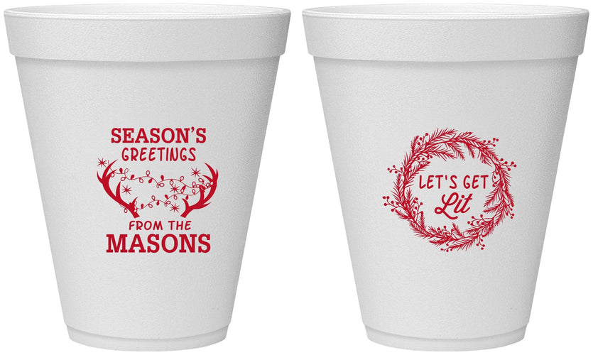Personalized Christmas 12 oz Foam Cups - Lets Get Lit | 280032