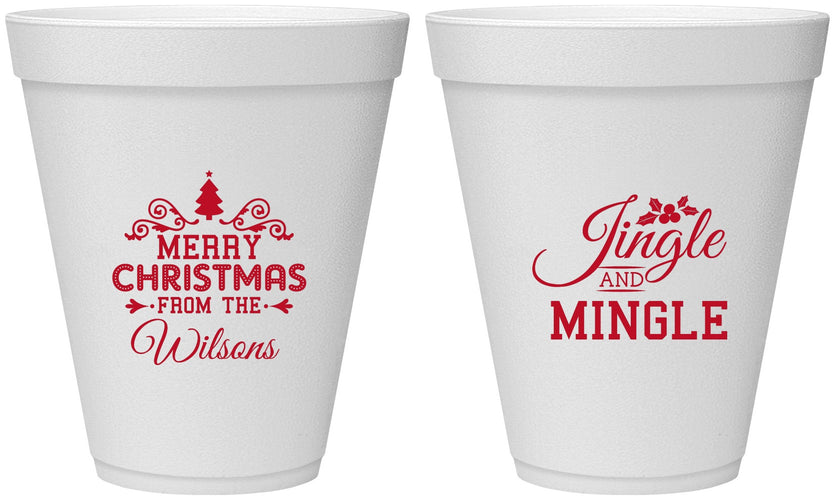 Personalized Christmas 12 oz Foam Cups - Jingle And Mingle | 280034