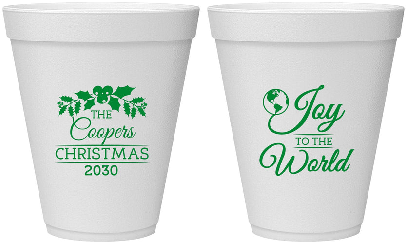 Personalized Christmas 12 oz Foam Cups - Joy To The World | 280035