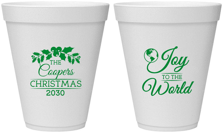 Personalized Christmas 12 oz Foam Cups - Joy To The World | 280035