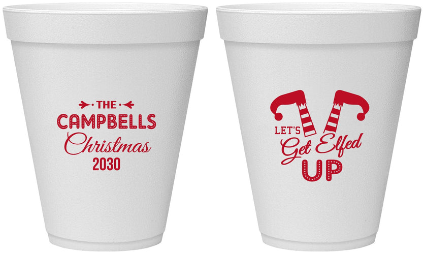 Personalized Christmas 12 oz Foam Cups - Lets Get Elfed Up | 280036
