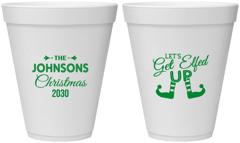 Personalized Christmas 12 oz Foam Cups - Lets Get Elfed Up | 280037