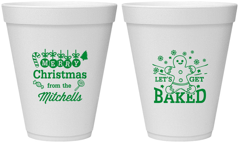 Personalized Christmas 12 oz Foam Cups - Lets Get Baked | 280039