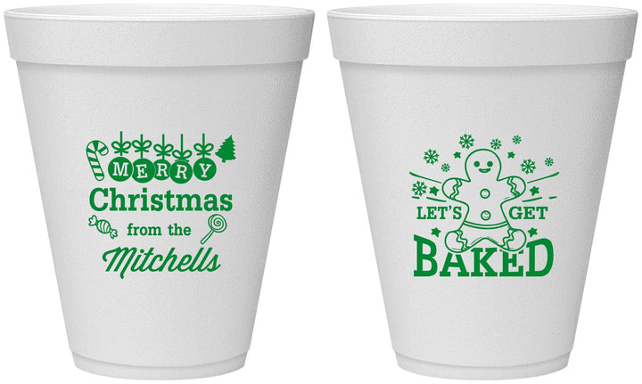 Personalized Christmas 12 oz Foam Cups - Lets Get Baked | 280039