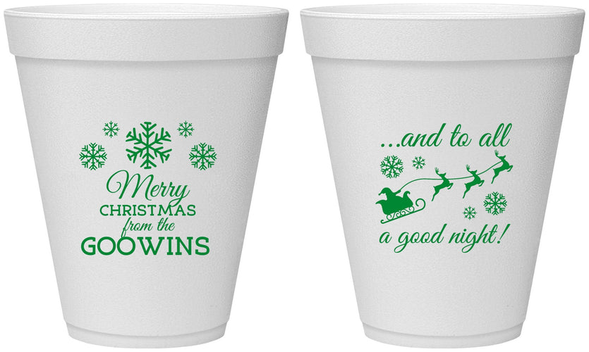 Personalized Christmas 12 oz Foam Cups - To All A Good Night | 280041
