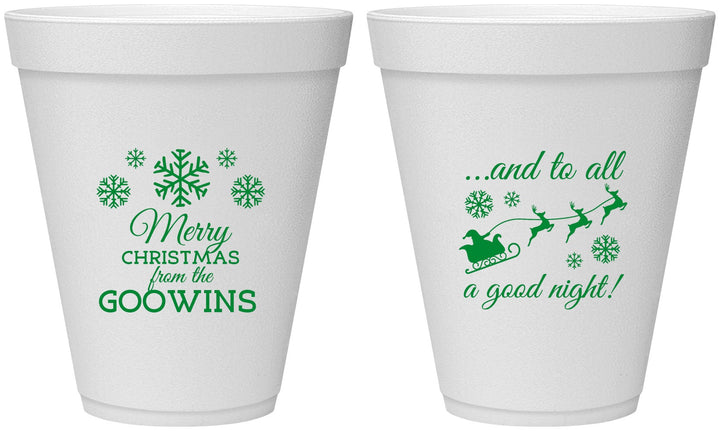 Personalized Christmas 12 oz Foam Cups - To All A Good Night | 280041