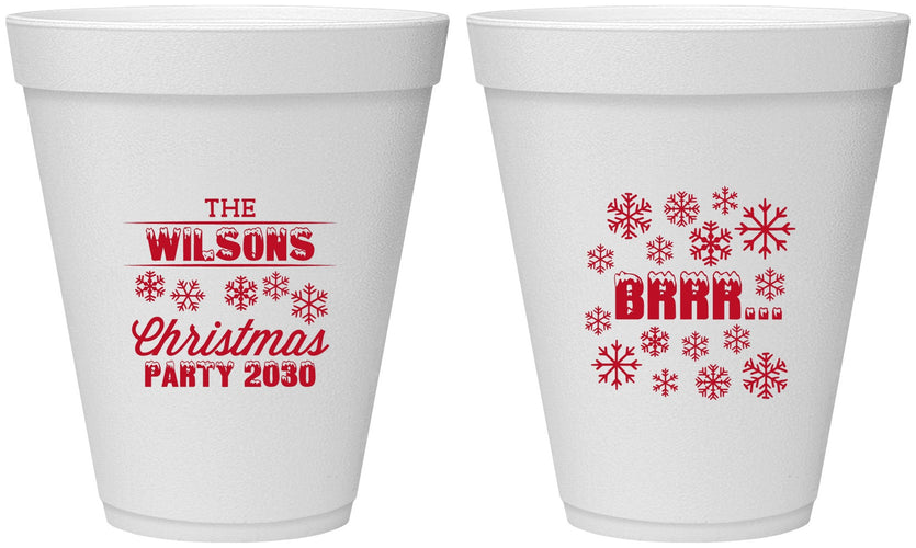 Personalized Christmas 12 oz Foam Cups - Snowflakes | 280042