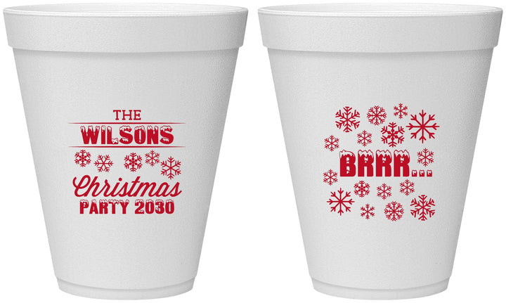 Personalized Christmas 12 oz Foam Cups - Snowflakes | 280042