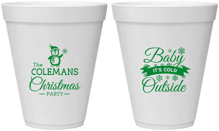 Personalized Christmas 12 oz Foam Cups - Cold Outside | 280043