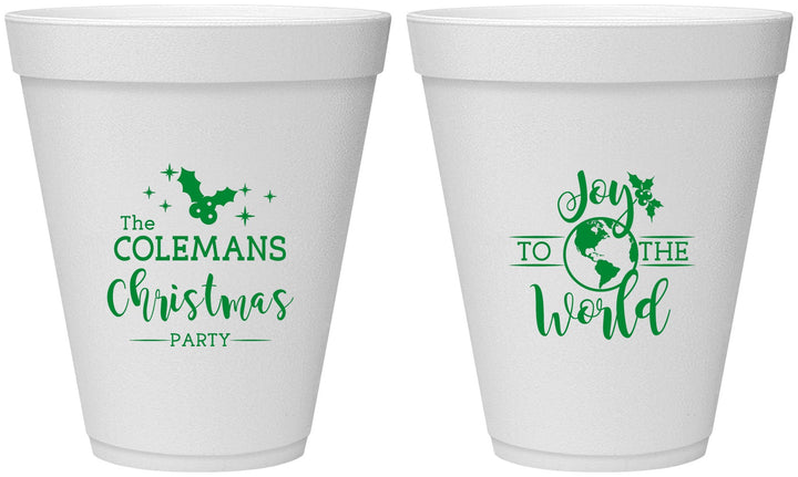 Personalized Christmas 12 oz Foam Cups - Joy To The World | 280045