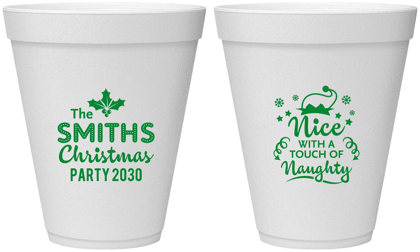 Personalized Christmas 12 oz Foam Cups - Touch Of Naughty | 280049
