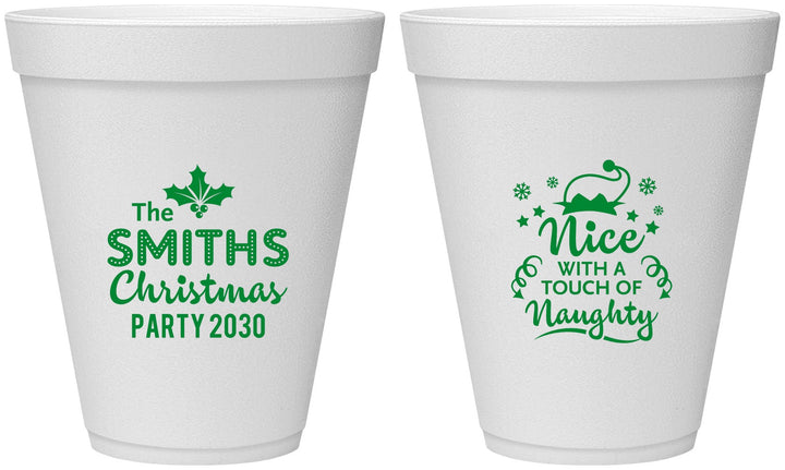 Personalized Christmas 12 oz Foam Cups - Touch Of Naughty | 280049