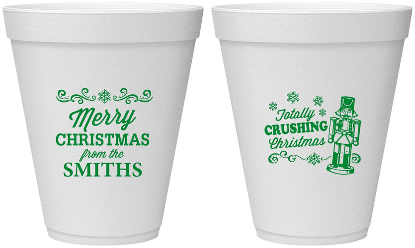Personalized Christmas 12 oz Foam Cups - Snowflakes | 280053