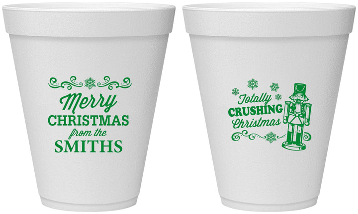 Personalized Christmas 12 oz Foam Cups - Snowflakes | 280053