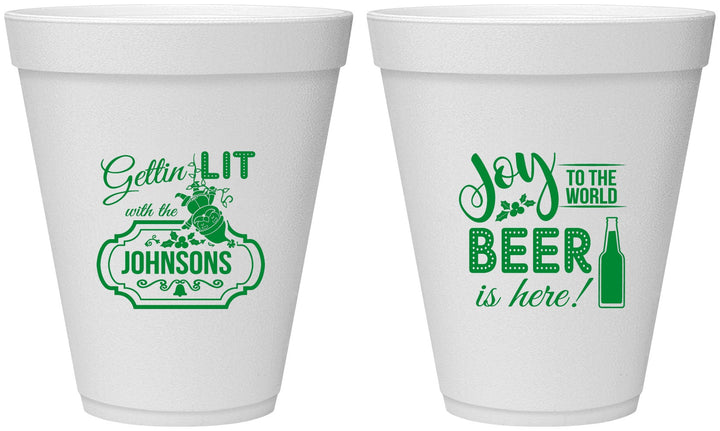 Personalized Christmas 12 oz Foam Cups - Wine | 280055