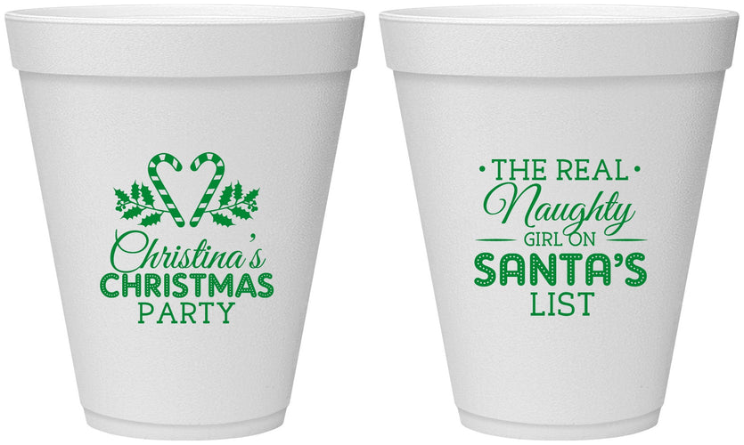 Personalized Christmas 12 oz Foam Cups - Naughty List | 280059