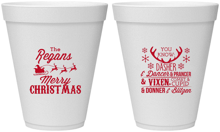 Personalized Christmas 12 oz Foam Cups - Reindeer | 280062