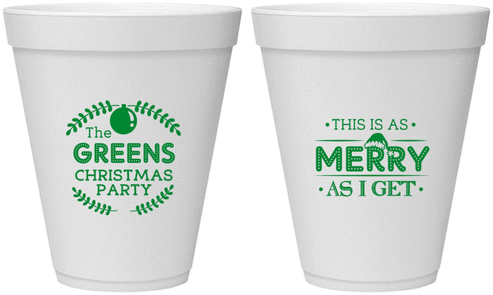 Personalized Christmas 12 oz Foam Cups - Merry As I Get | 280065