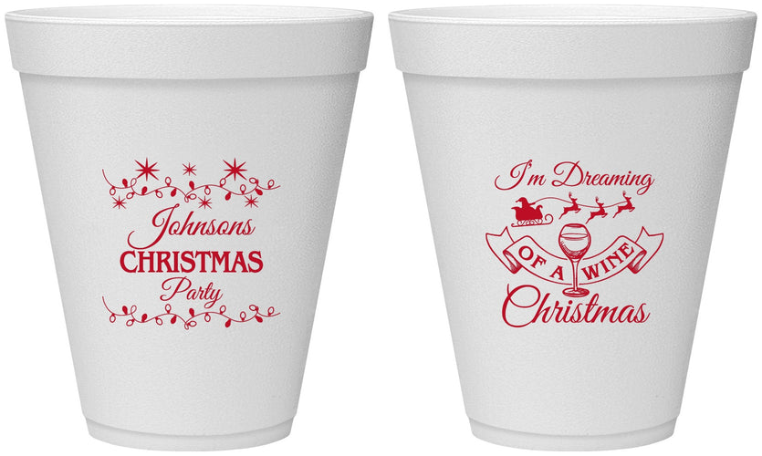 Personalized Christmas 12 oz Foam Cups - Wine | 280068