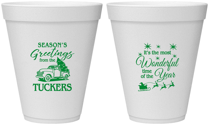 Personalized Christmas 12 oz Foam Cups - Season Greetings | 280071