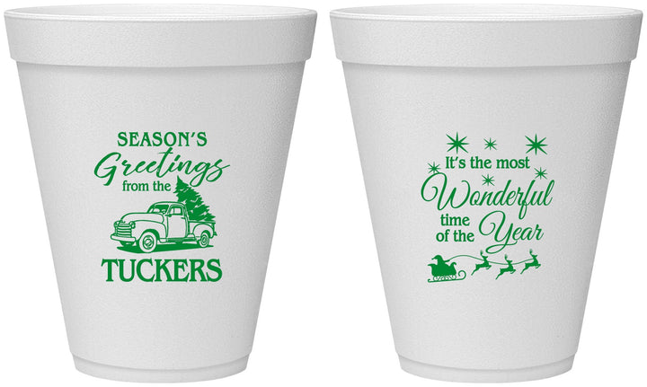 Personalized Christmas 12 oz Foam Cups - Season Greetings | 280071