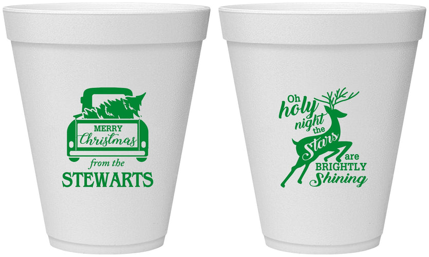 Personalized Christmas 12 oz Foam Cups - Tree | 280073