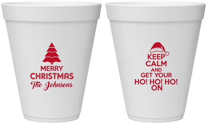 Personalized Christmas 12 oz Foam Cups - Ho Ho Ho | 280076