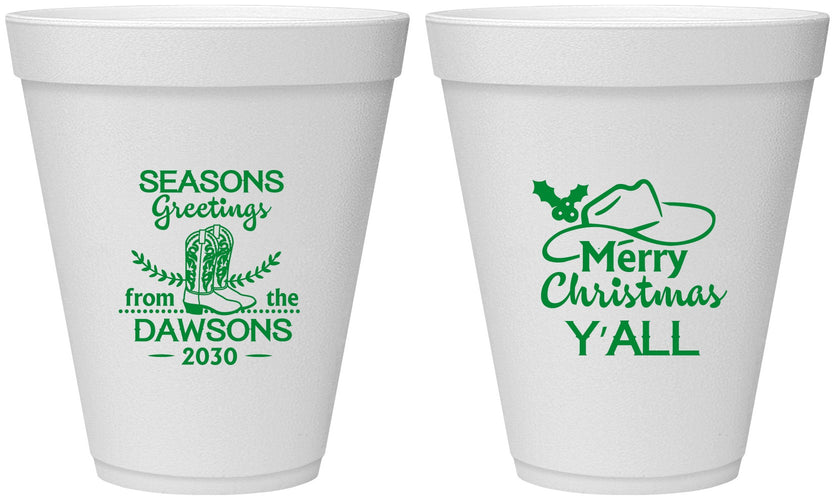 Personalized Christmas 12 oz Foam Cups - Texas | 280077