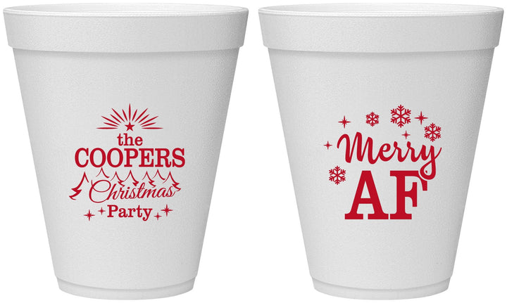 Personalized Christmas 12 oz Foam Cups - Merry Af | 280078