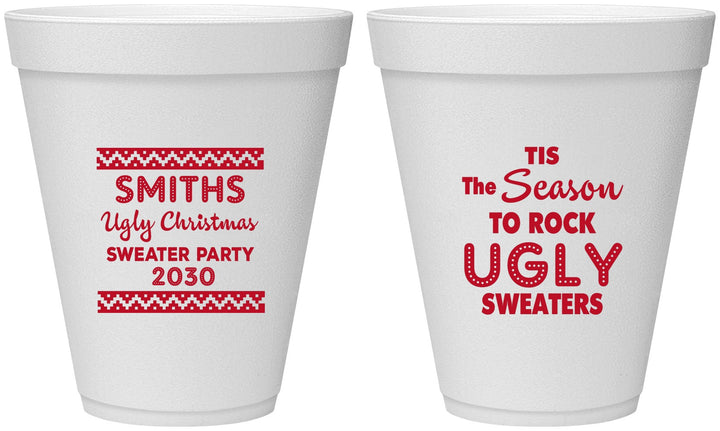 Personalized Christmas 12 oz Foam Cups - Ugly Sweater | 280080