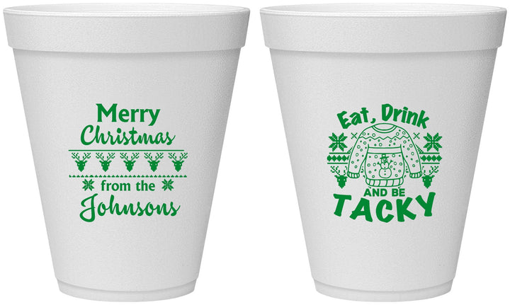 Personalized Christmas 12 oz Foam Cups - Eat Drink Tacky | 280081