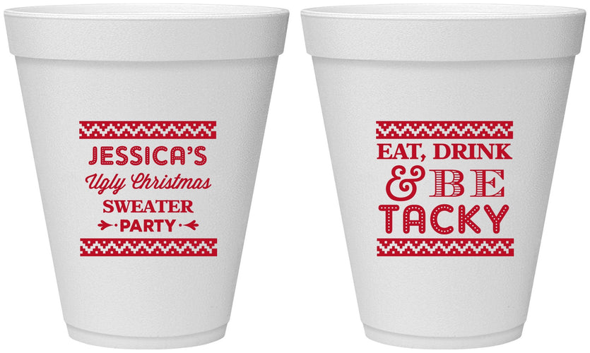 Personalized Christmas 12 oz Foam Cups - Eat Drink Tacky | 280082