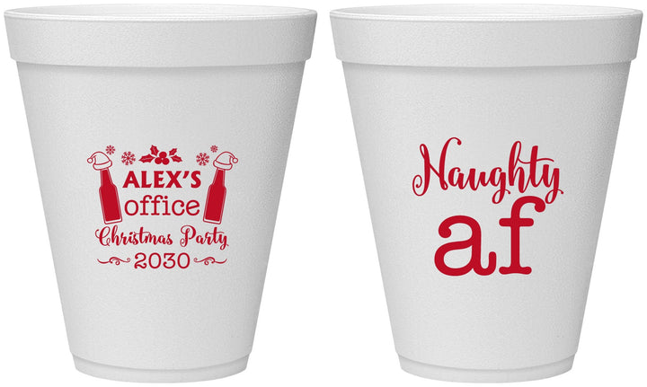Personalized Christmas 12 oz Foam Cups - Naughty Af | 280084