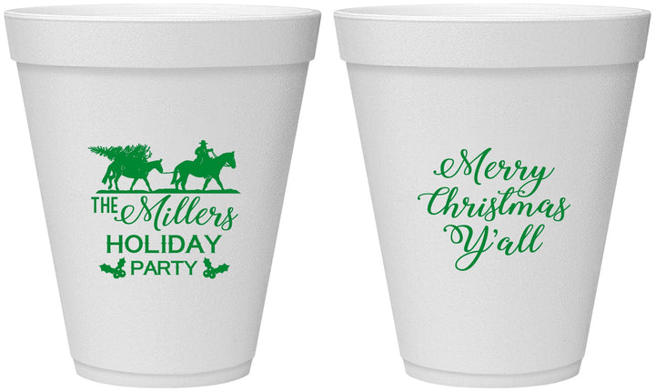 Personalized Christmas 12 oz Foam Cups - Country | 280087