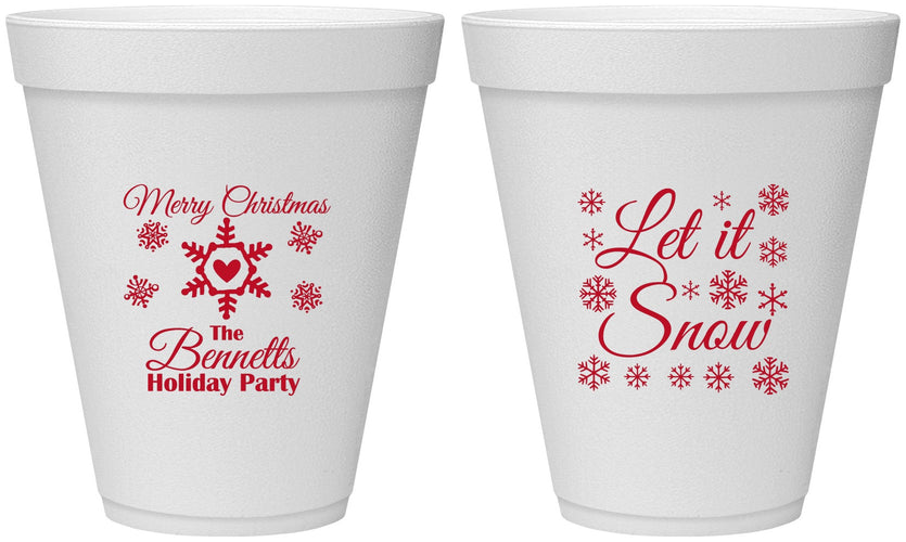 Personalized Christmas 12 oz Foam Cups - Let Is Snow | 280088