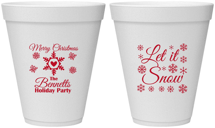 Personalized Christmas 12 oz Foam Cups - Let Is Snow | 280088